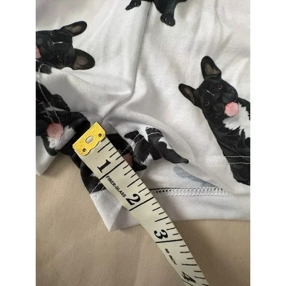 UR Of Love Women XS Shorts French Bulldog Print White Black Elastic Waist Lounge - Picture 8 of 11